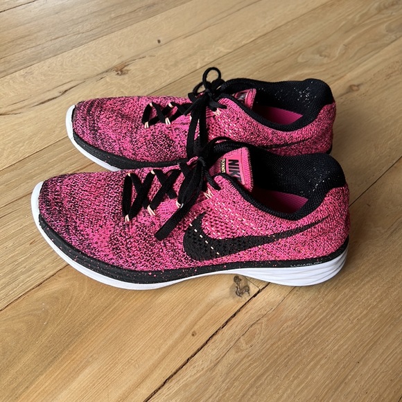 Women’s Nike Pink Flyknit Lunar 3 Running Shoes Sz. 7.5 Sneakers Workout Gear - Picture 4 of 8